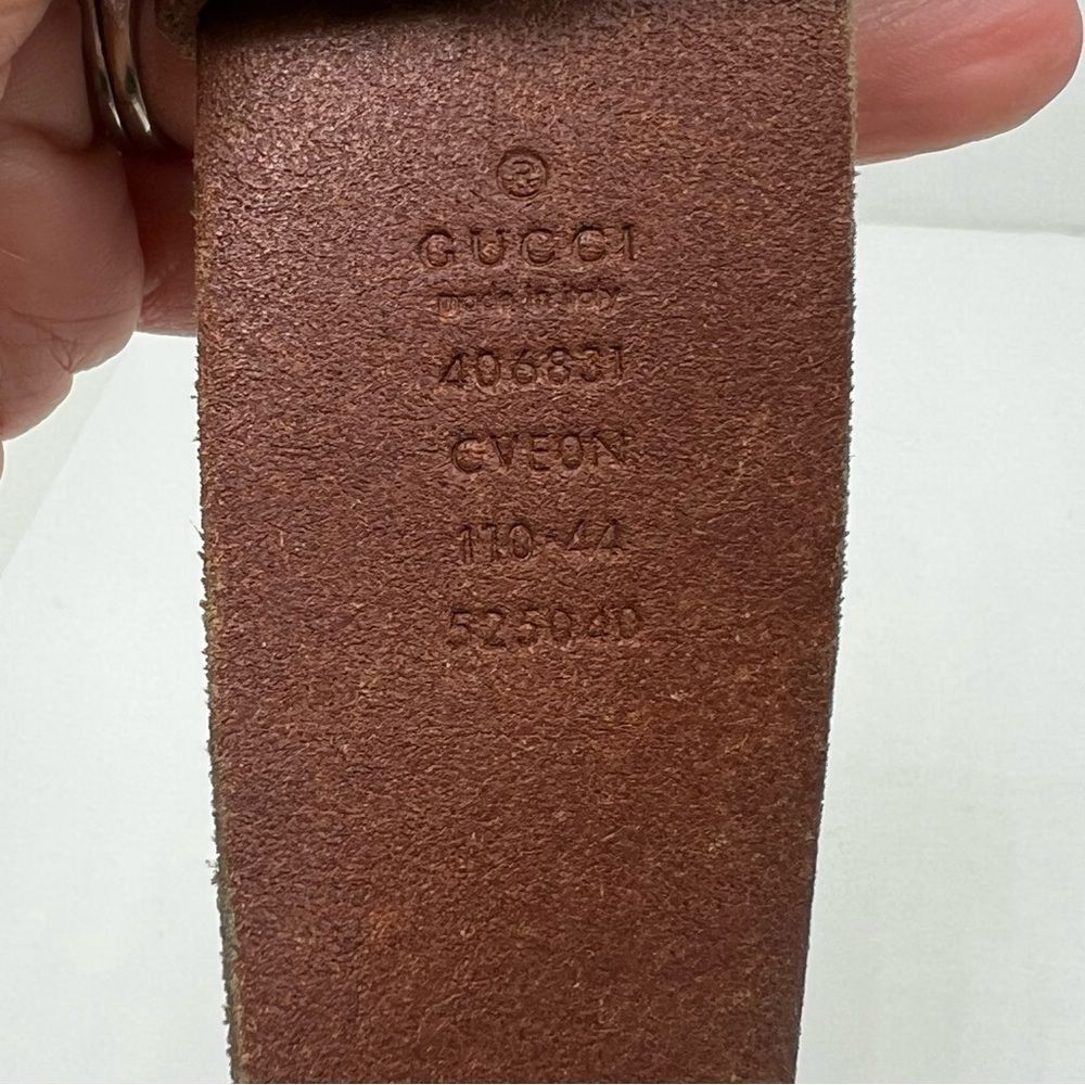 Gucci GG Brown Leather Belt Size 110 - 44 - Picture 7 of 11